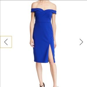 Aidan Mattox off shoulder blue cocktail dress US 2